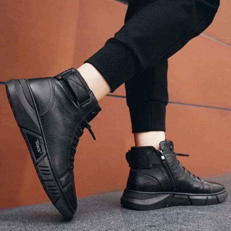 Brogan™ - Black Warm Leather Boots