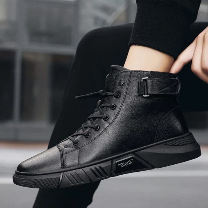 Brogan™ - Black Warm Leather Boots