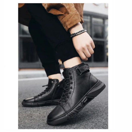 Brogan™ - Black Warm Leather Boots