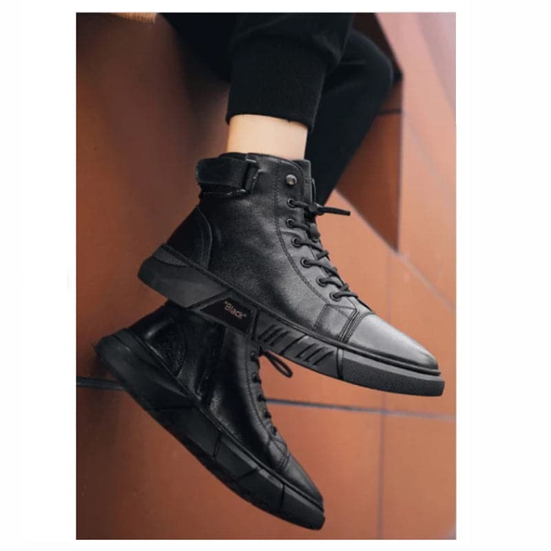 Brogan™ - Black Warm Leather Boots