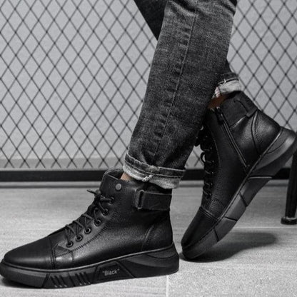 Brogan™ - Black Warm Leather Boots