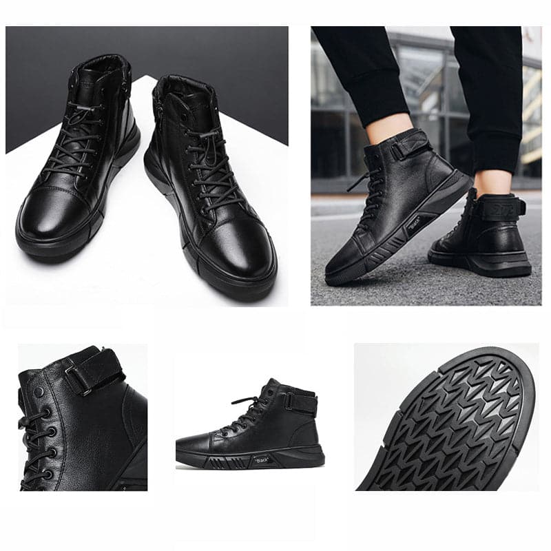 Brogan™ - Black Warm Leather Boots