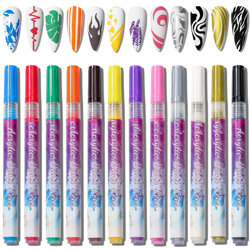 Nailpen™ - Vibrant Waterproof Graffiti Pen Set – 12 Colors for Creative Artists