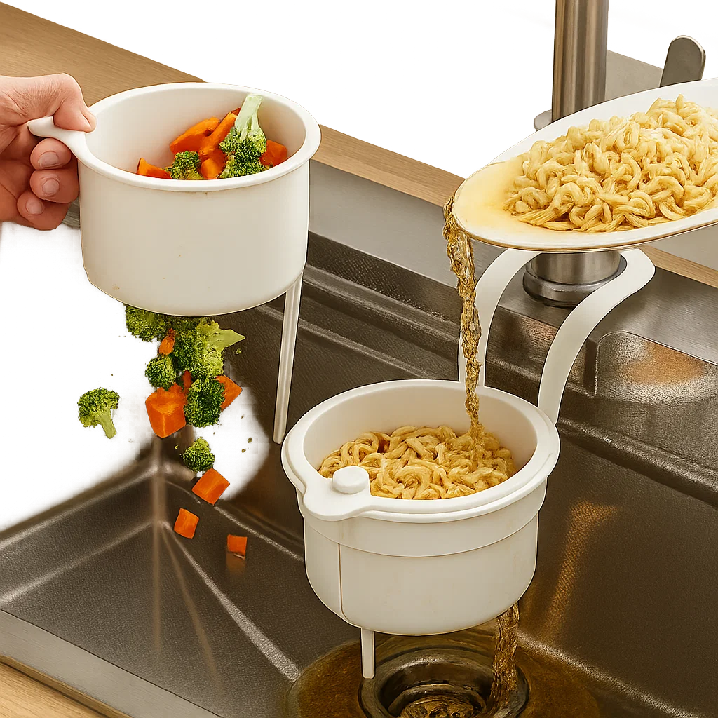 FlowEase™ Compact Drying Basket – Catches Food Scraps Fast To Prevent Drain Blockages Easily